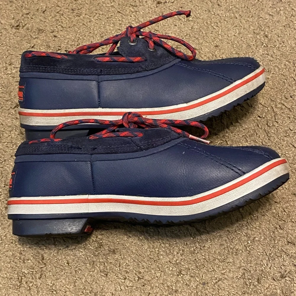 LL Bean Rangeley 2 Eye Moc Kids Size 4‎ Womens 5.5 Navy Blue Rain Boot 507448